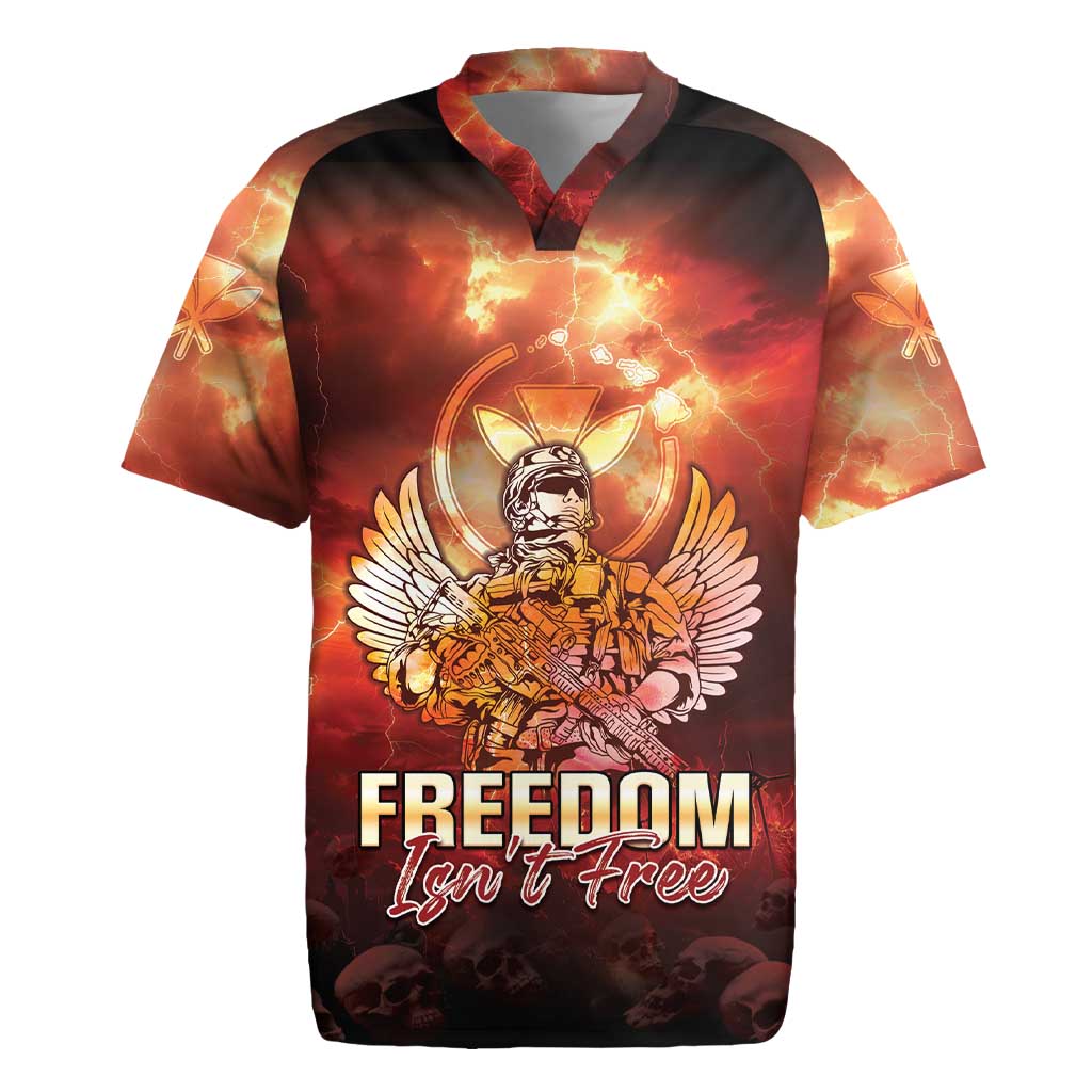 Hawaii Veterans Day Rugby Jersey May We Never Forget Freedom Isn't Free LT05 Red - Polynesian Pride