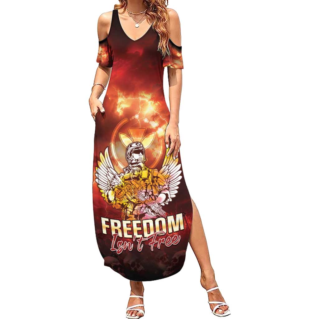 Hawaii Veterans Day Summer Maxi Dress May We Never Forget Freedom Isn't Free LT05 Women Red - Polynesian Pride