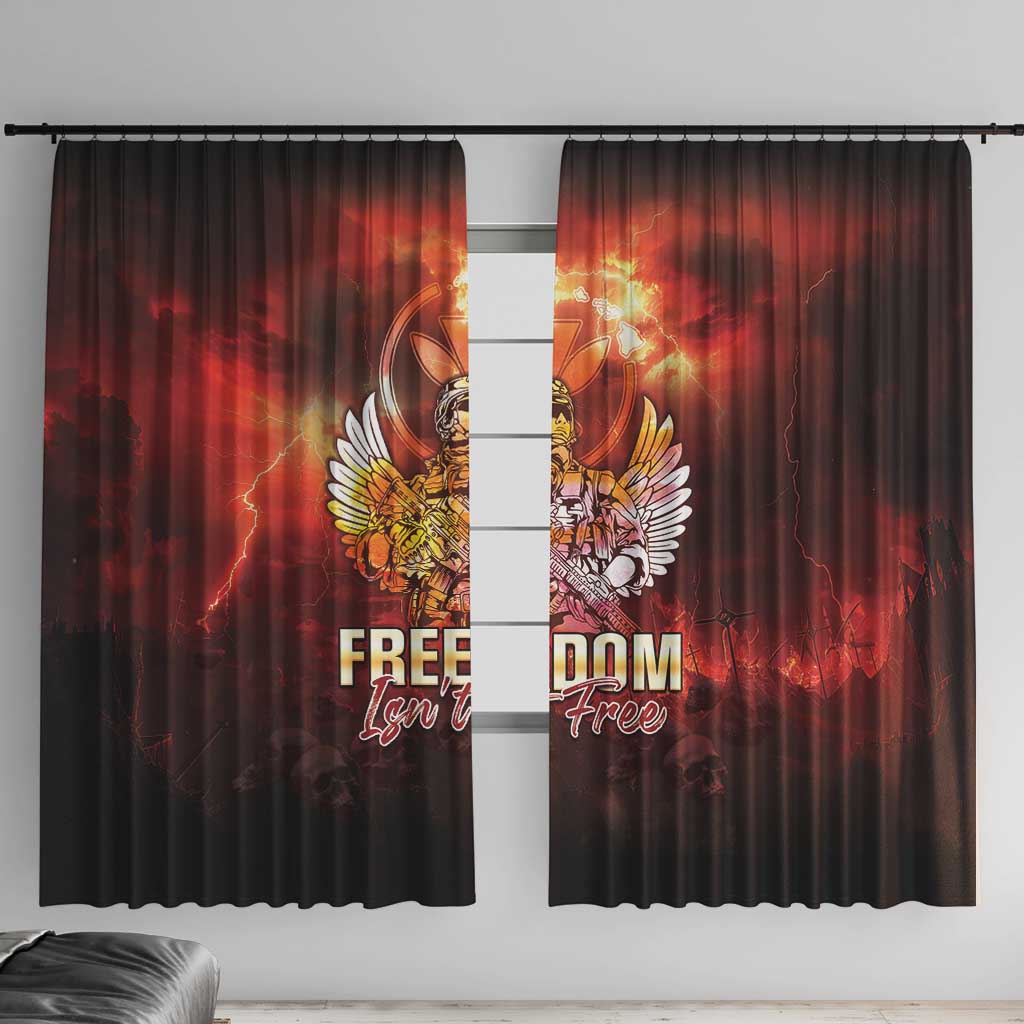 Hawaii Veterans Day Window Curtain May We Never Forget Freedom Isn't Free LT05 With Hooks Red - Polynesian Pride