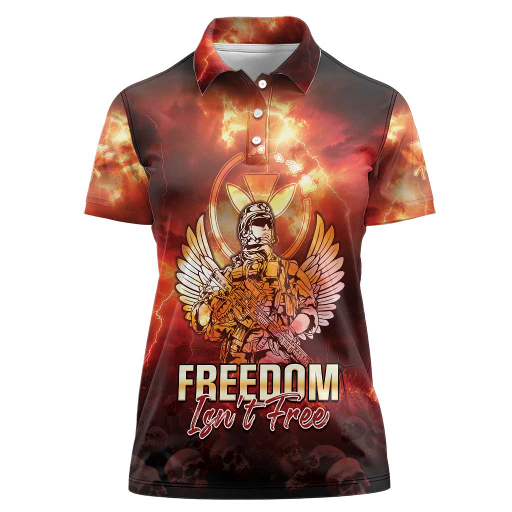 Hawaii Veterans Day Women Polo Shirt May We Never Forget Freedom Isn't Free