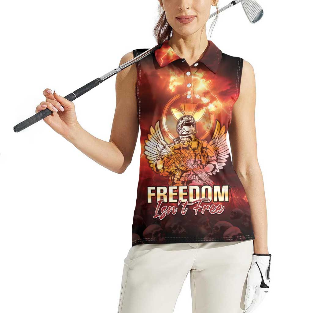 Hawaii Veterans Day Women Sleeveless Polo Shirt May We Never Forget Freedom Isn't Free