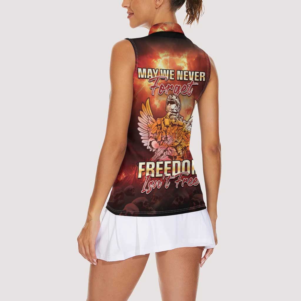Hawaii Veterans Day Women Sleeveless Polo Shirt May We Never Forget Freedom Isn't Free