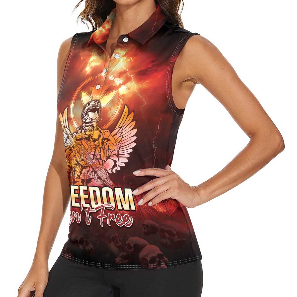 Hawaii Veterans Day Women Sleeveless Polo Shirt May We Never Forget Freedom Isn't Free