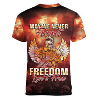 Hawaii Veterans Day Women V-Neck T-Shirt May We Never Forget Freedom Isn't Free LT05 - Polynesian Pride