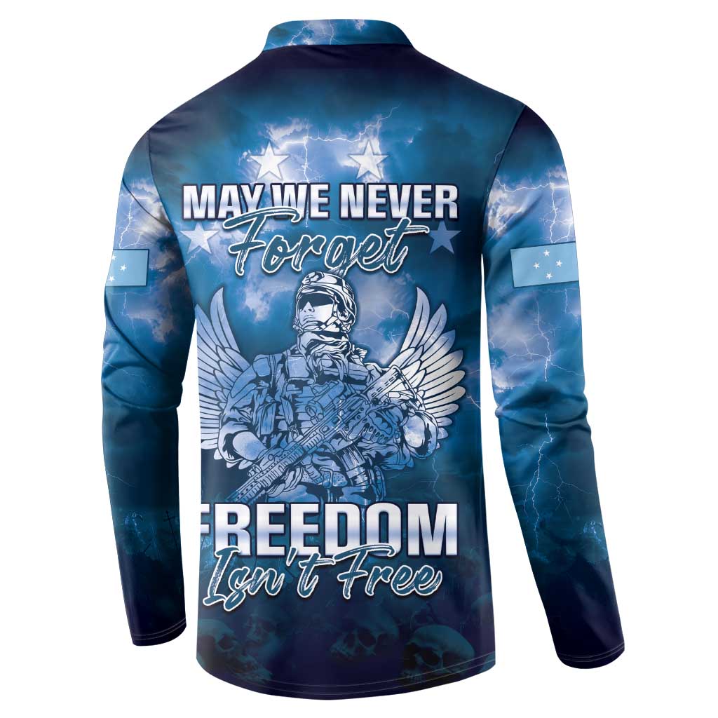 Federated States of Micronesia Veterans Day Button Sweatshirt May We Never Forget Freedom Isn't Free
