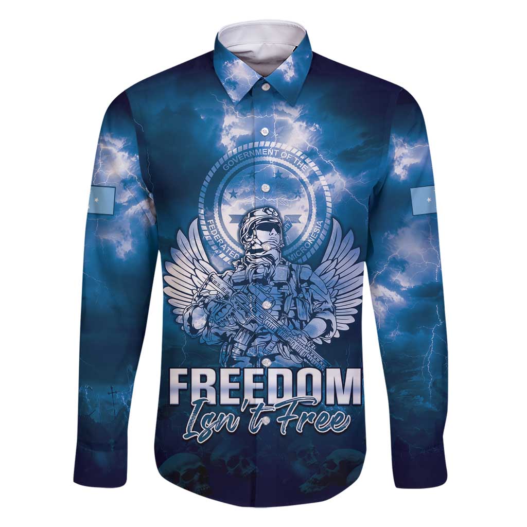 Federated States of Micronesia Veterans Day Family Matching Long Sleeve Bodycon Dress and Hawaiian Shirt May We Never Forget Freedom Isn't Free