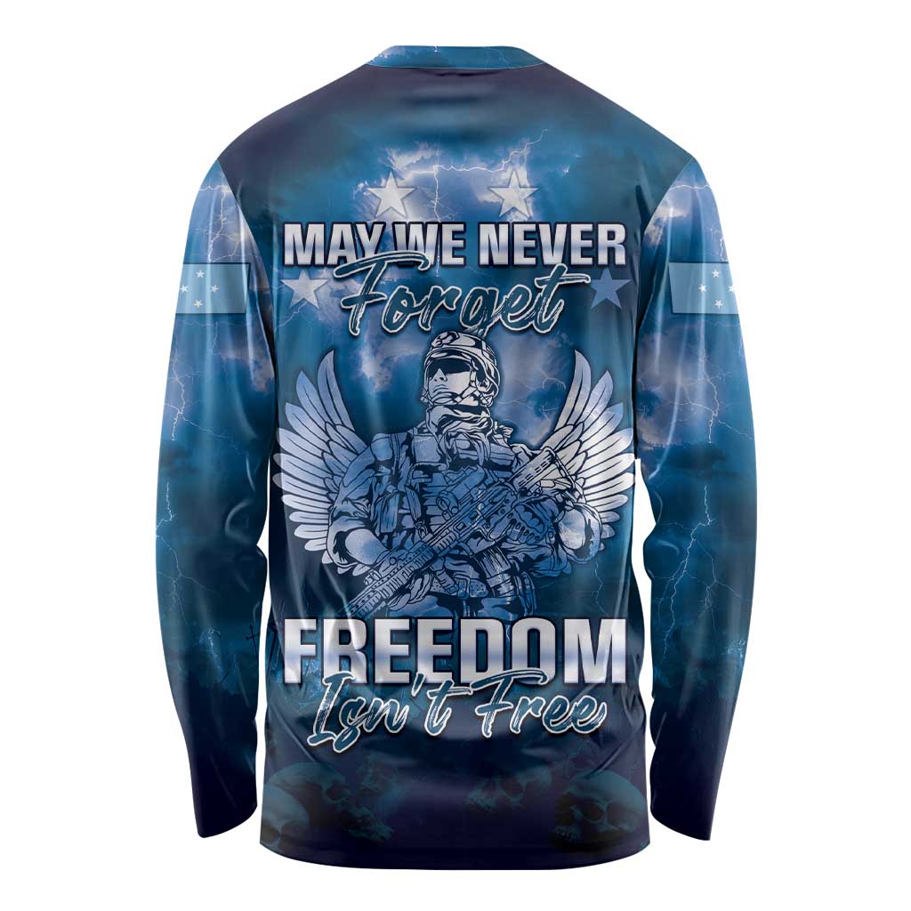 Federated States of Micronesia Veterans Day Long Sleeve Shirt May We Never Forget Freedom Isn't Free
