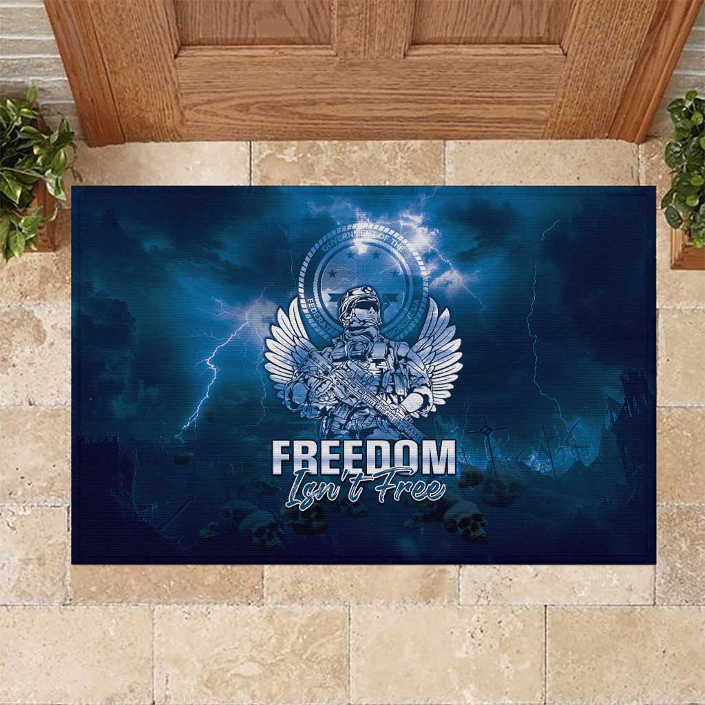 Federated States of Micronesia Veterans Day Rubber Doormat May We Never Forget Freedom Isn't Free