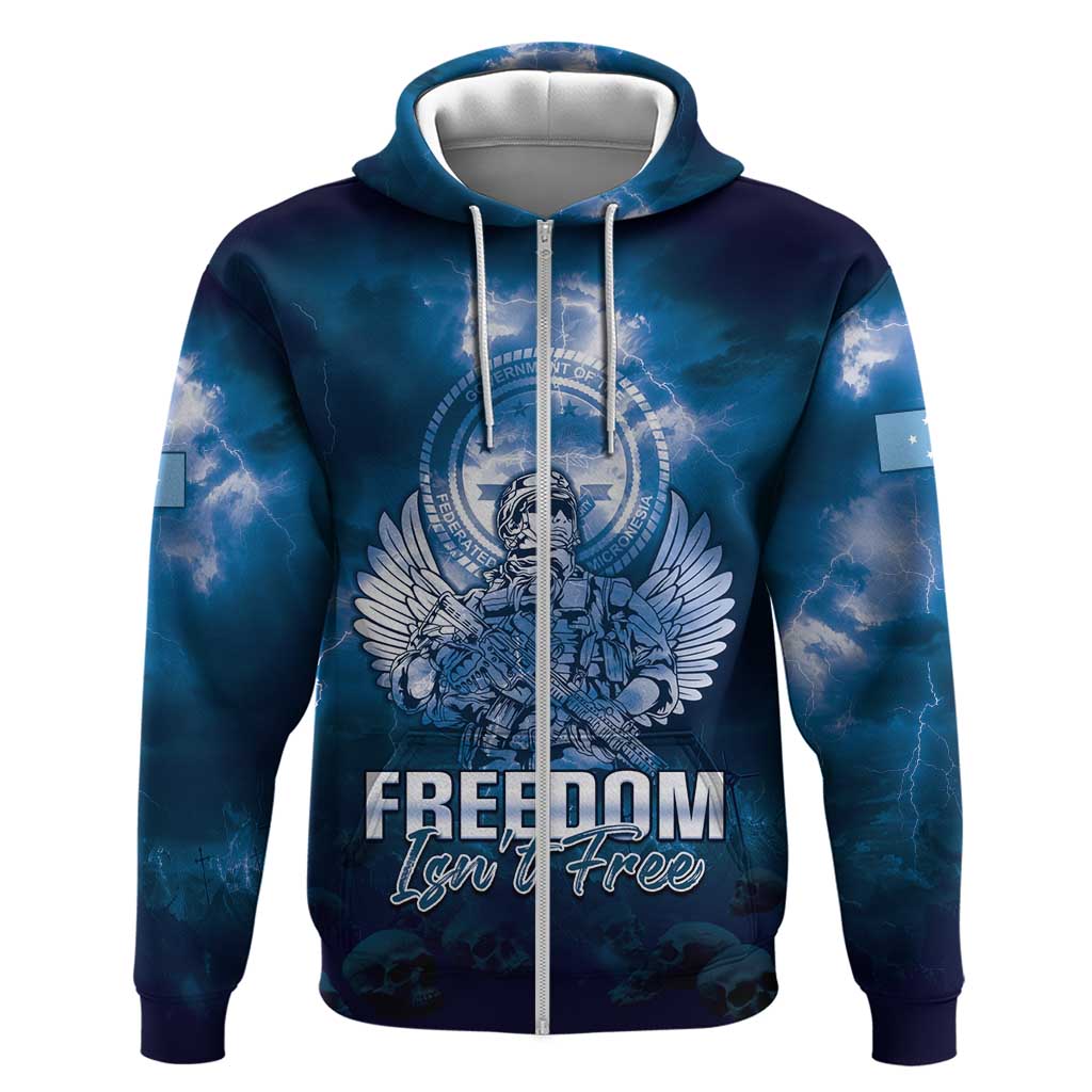 Federated States of Micronesia Veterans Day Zip Hoodie May We Never Forget Freedom Isn't Free