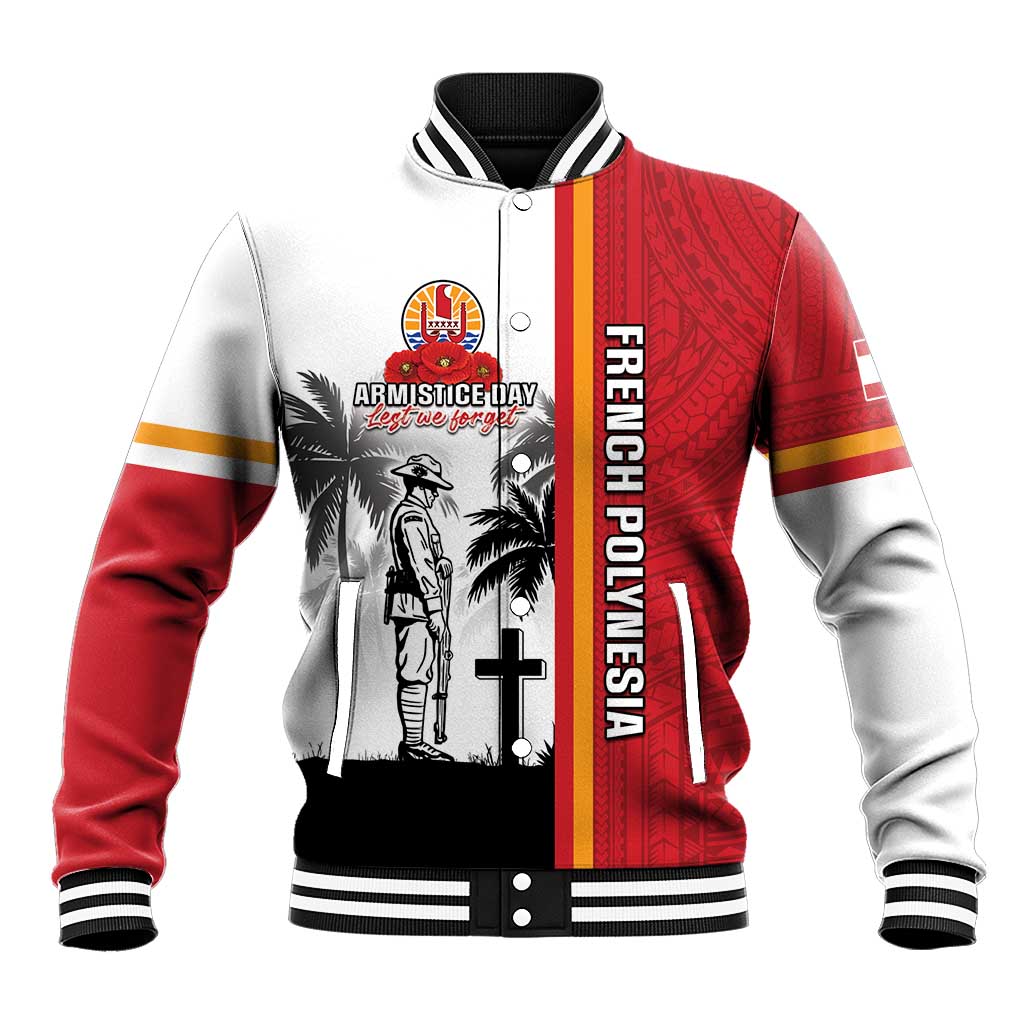 French Polynesia Armistice Day Baseball Jacket Lest We Forget Flag Style LT05 Unisex Red - Polynesian Pride