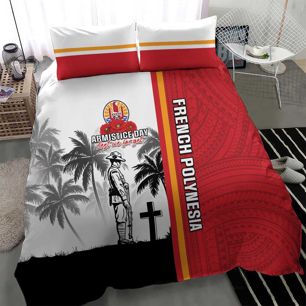 French Polynesia Armistice Day Bedding Set Lest We Forget Flag Style