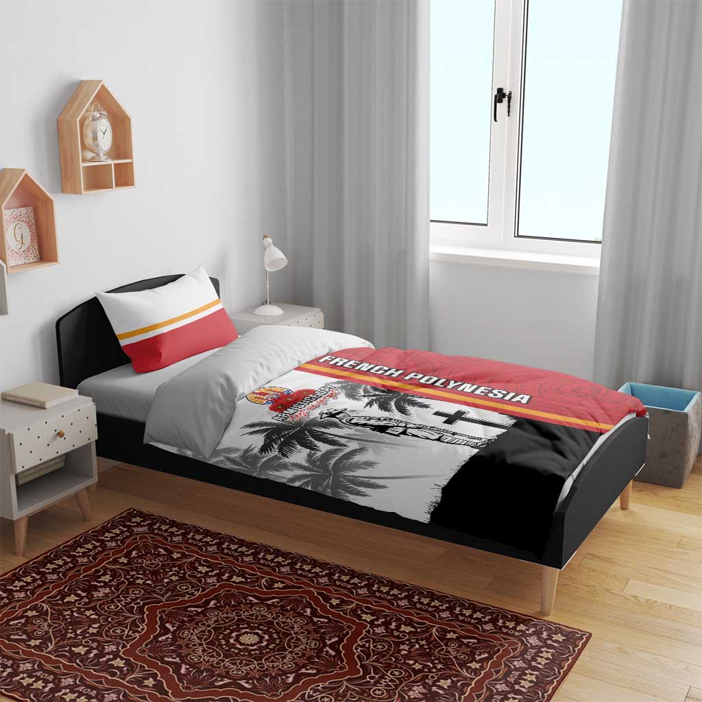 French Polynesia Armistice Day Bedding Set Lest We Forget Flag Style