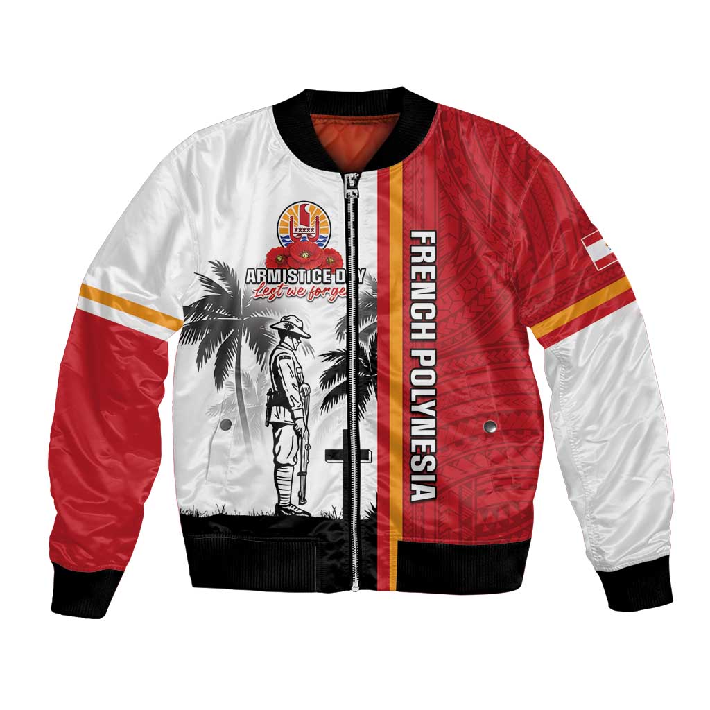 French Polynesia Armistice Day Bomber Jacket Lest We Forget Flag Style