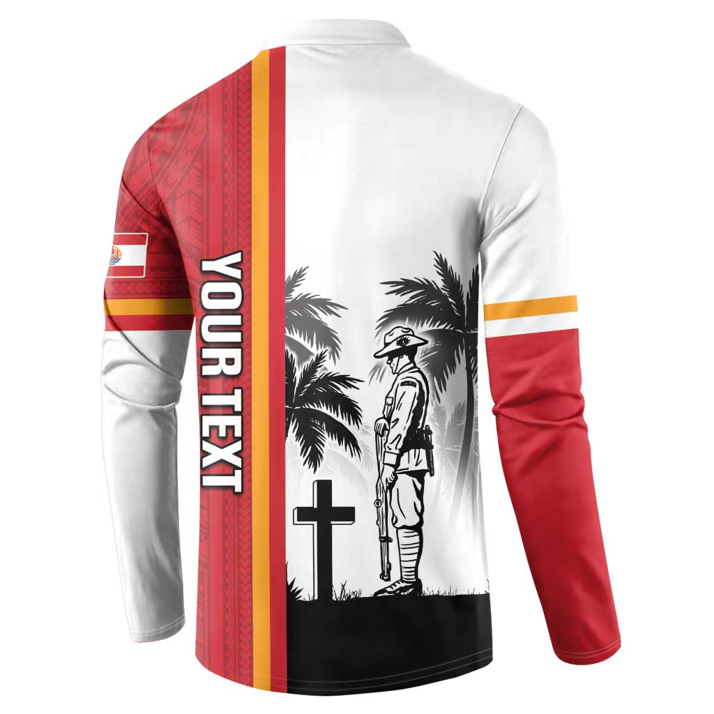 French Polynesia Armistice Day Button Sweatshirt Lest We Forget Flag Style LT05 - Polynesian Pride