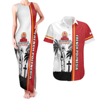 French Polynesia Armistice Day Couples Matching Tank Maxi Dress and Hawaiian Shirt Lest We Forget Flag Style LT05 Red - Polynesian Pride