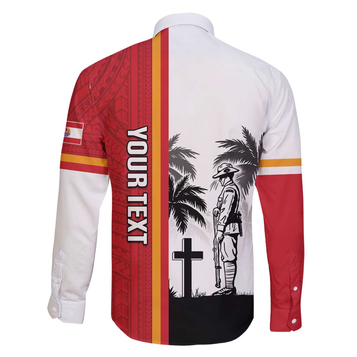 French Polynesia Armistice Day Family Matching Off The Shoulder Long Sleeve Dress and Hawaiian Shirt Lest We Forget Flag Style