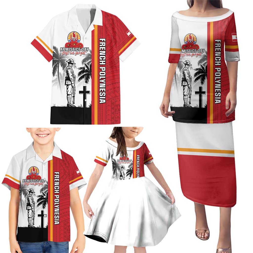 French Polynesia Armistice Day Family Matching Puletasi and Hawaiian Shirt Lest We Forget Flag Style LT05 - Polynesian Pride
