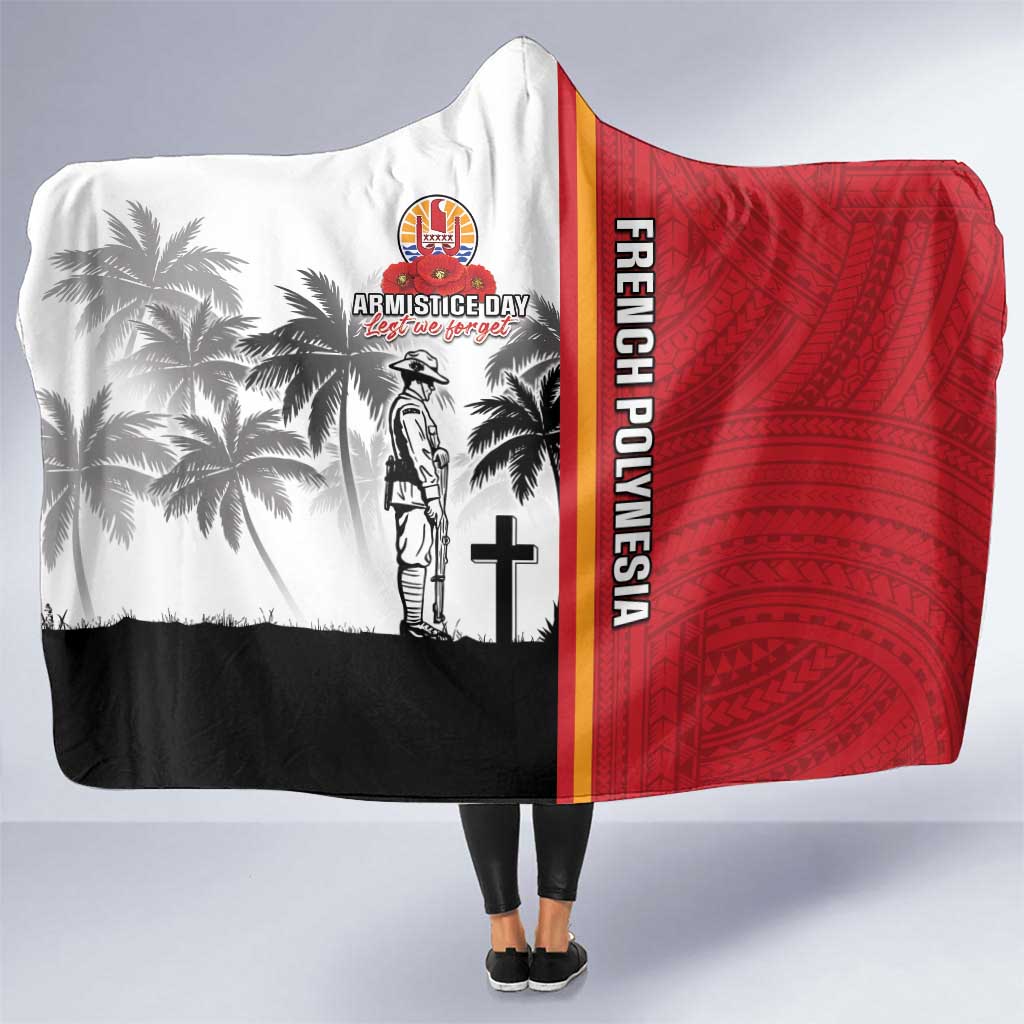 French Polynesia Armistice Day Hooded Blanket Lest We Forget Flag Style LT05 One Size Red - Polynesian Pride