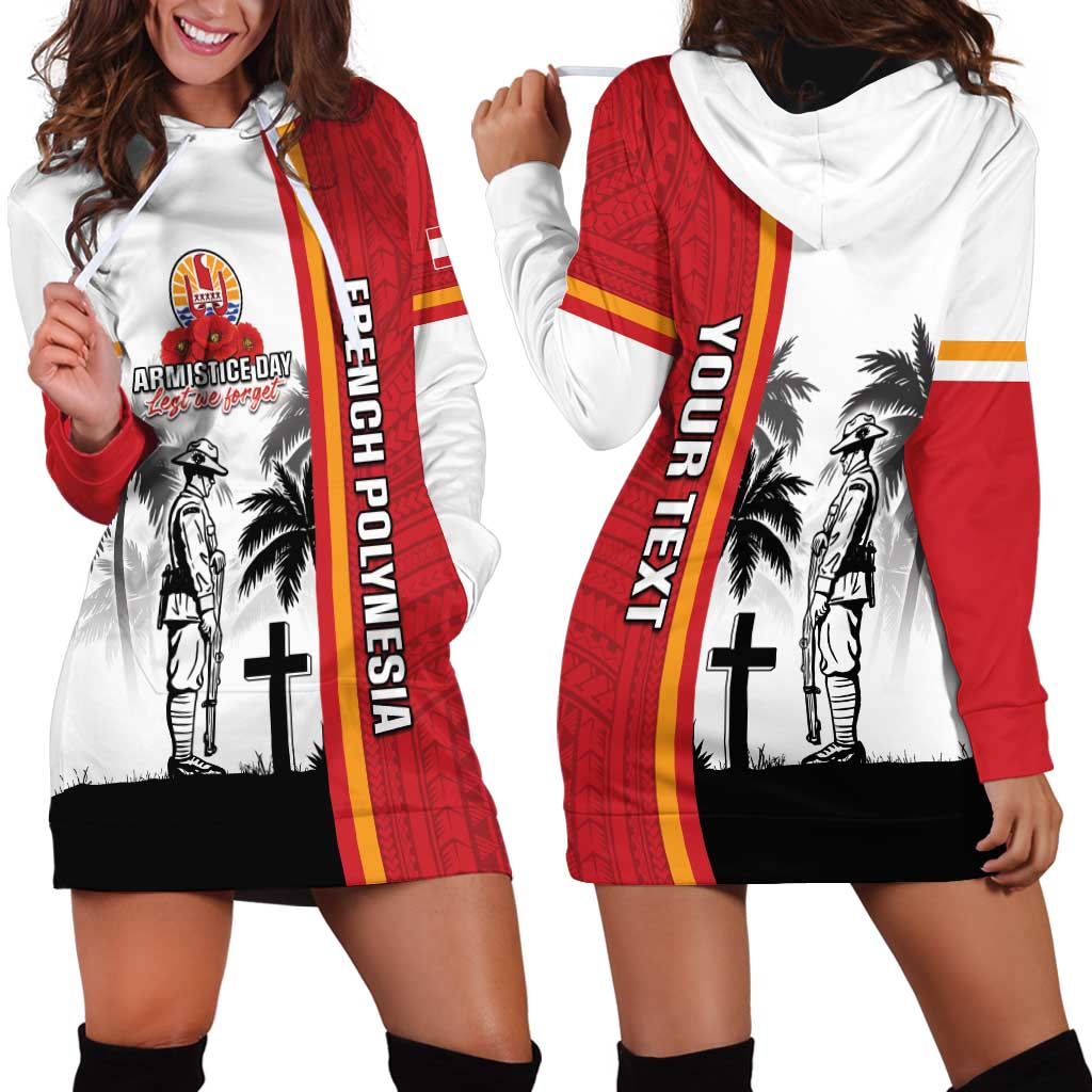 French Polynesia Armistice Day Hoodie Dress Lest We Forget Flag Style LT05 - Polynesian Pride