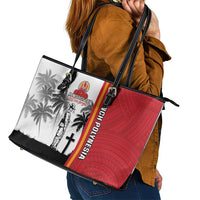 French Polynesia Armistice Day Leather Tote Bag Lest We Forget Flag Style LT05 - Polynesian Pride