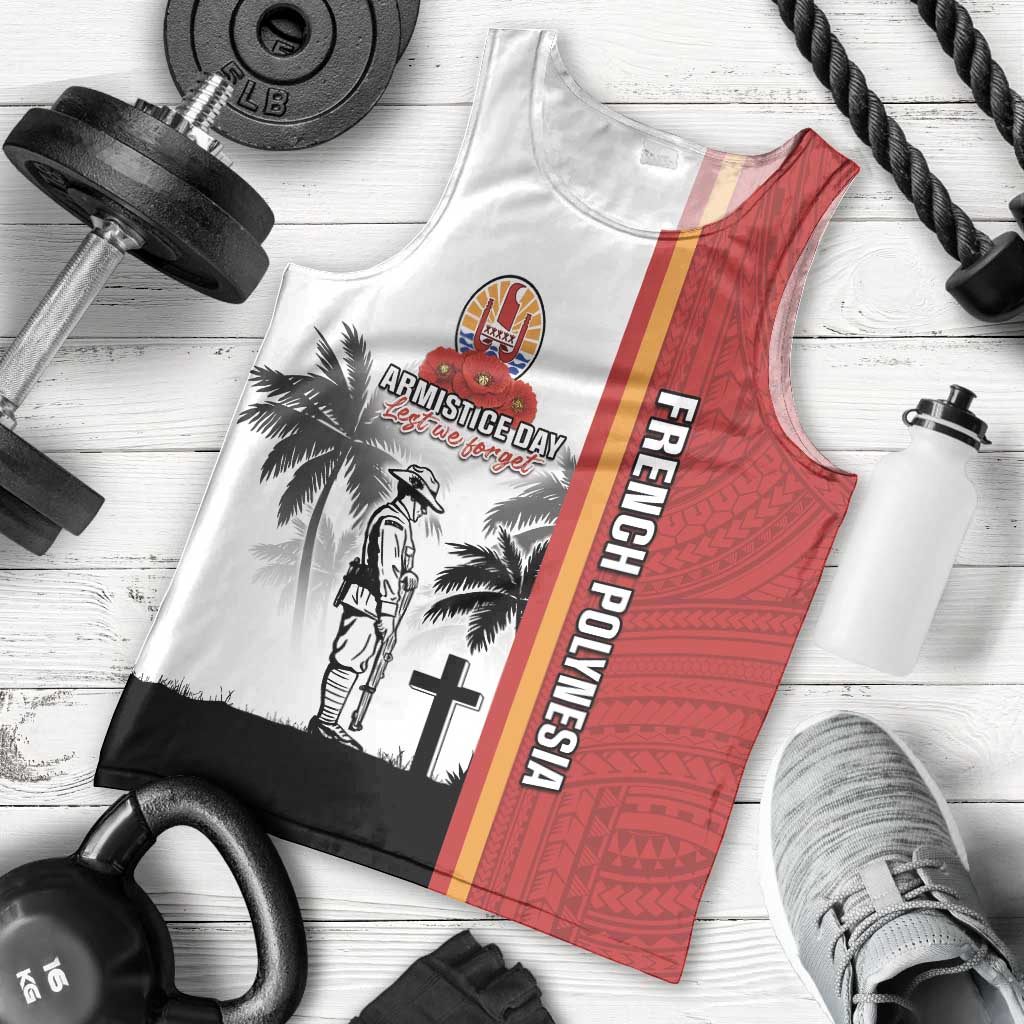 French Polynesia Armistice Day Men Tank Top Lest We Forget Flag Style LT05 - Polynesian Pride
