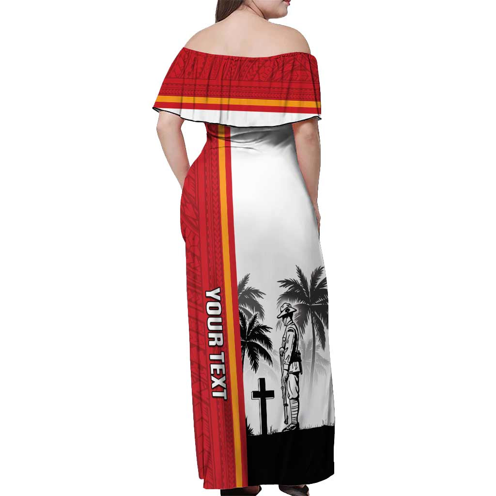French Polynesia Armistice Day Off Shoulder Maxi Dress Lest We Forget Flag Style LT05 - Polynesian Pride