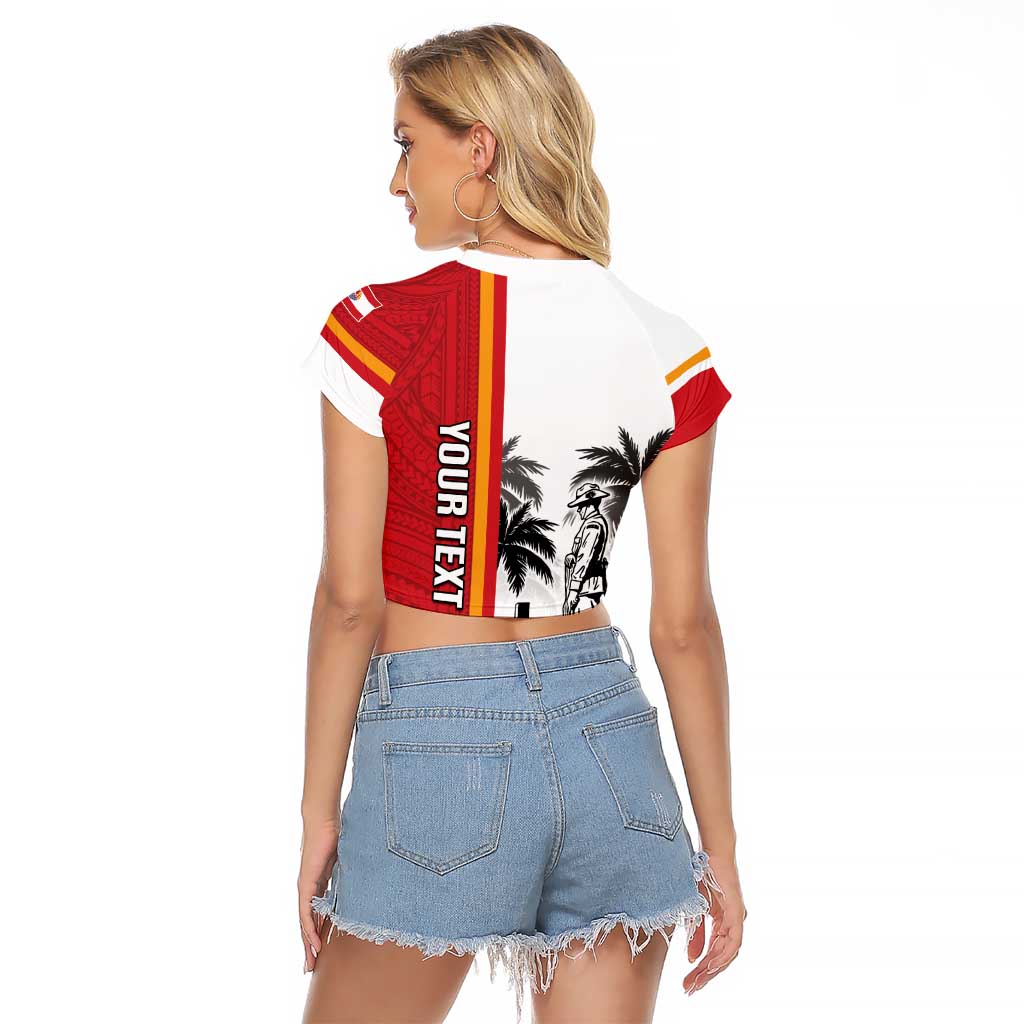 French Polynesia Armistice Day Raglan Cropped T Shirt Lest We Forget Flag Style LT05 - Polynesian Pride