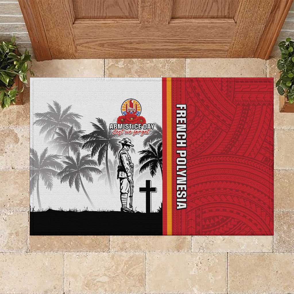 French Polynesia Armistice Day Rubber Doormat Lest We Forget Flag Style