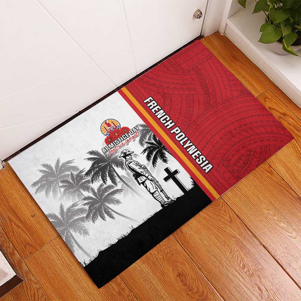 French Polynesia Armistice Day Rubber Doormat Lest We Forget Flag Style LT05 - Polynesian Pride