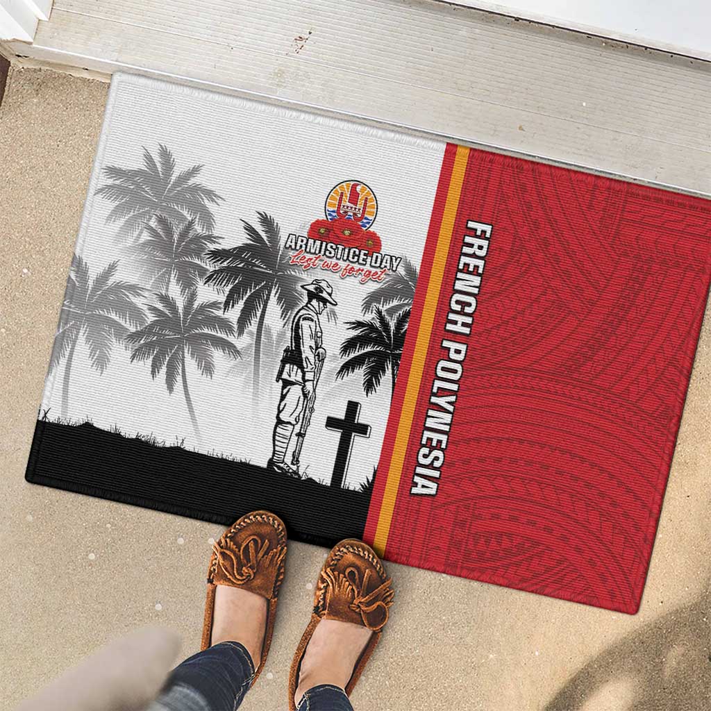 French Polynesia Armistice Day Rubber Doormat Lest We Forget Flag Style LT05 - Polynesian Pride