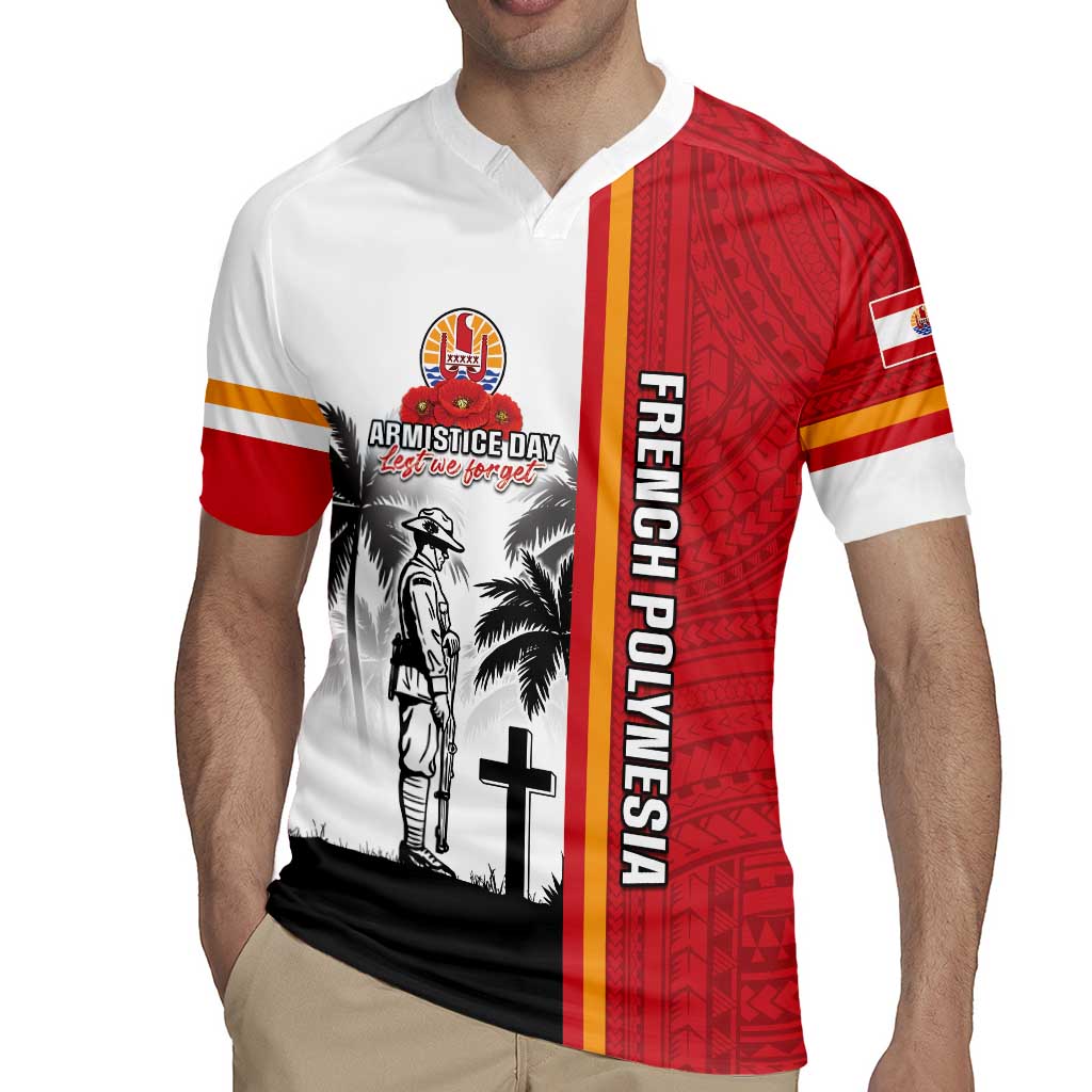 French Polynesia Armistice Day Rugby Jersey Lest We Forget Flag Style LT05 - Polynesian Pride