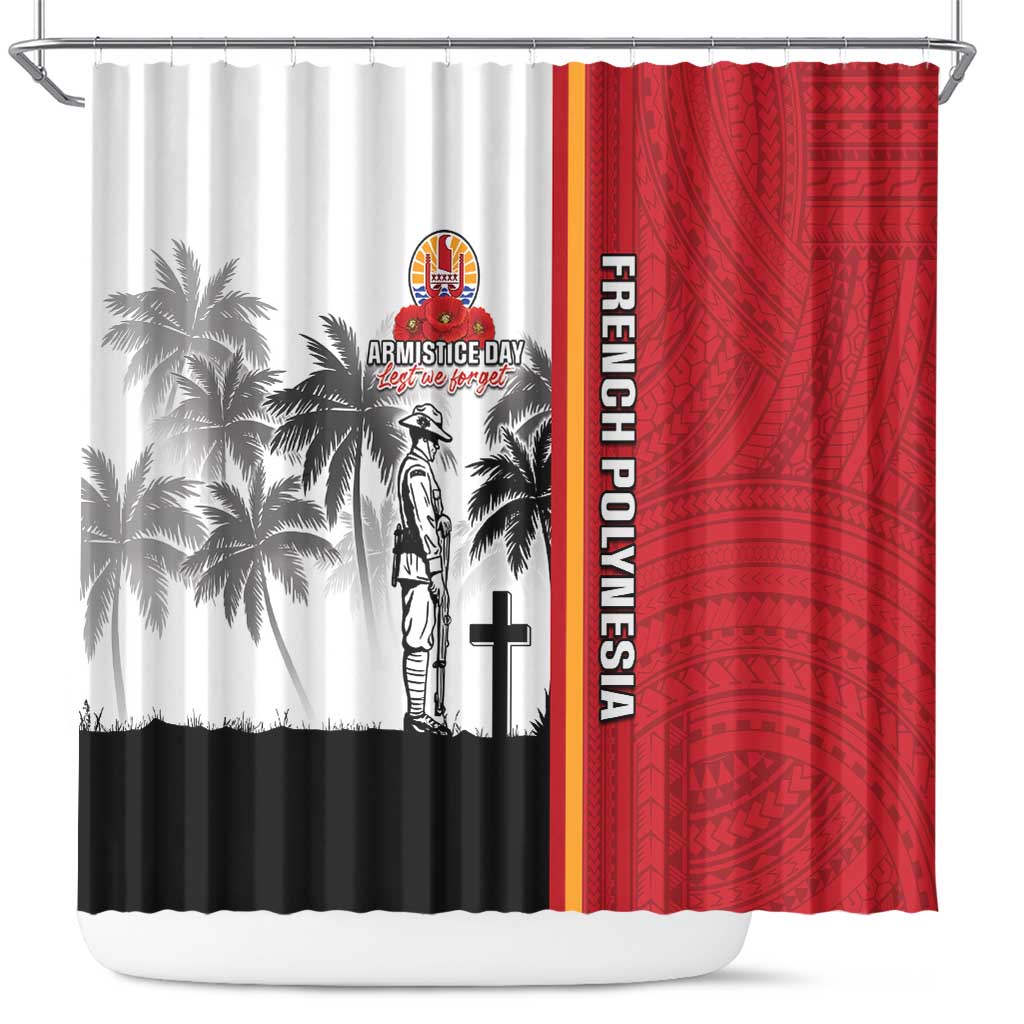 French Polynesia Armistice Day Shower Curtain Lest We Forget Flag Style