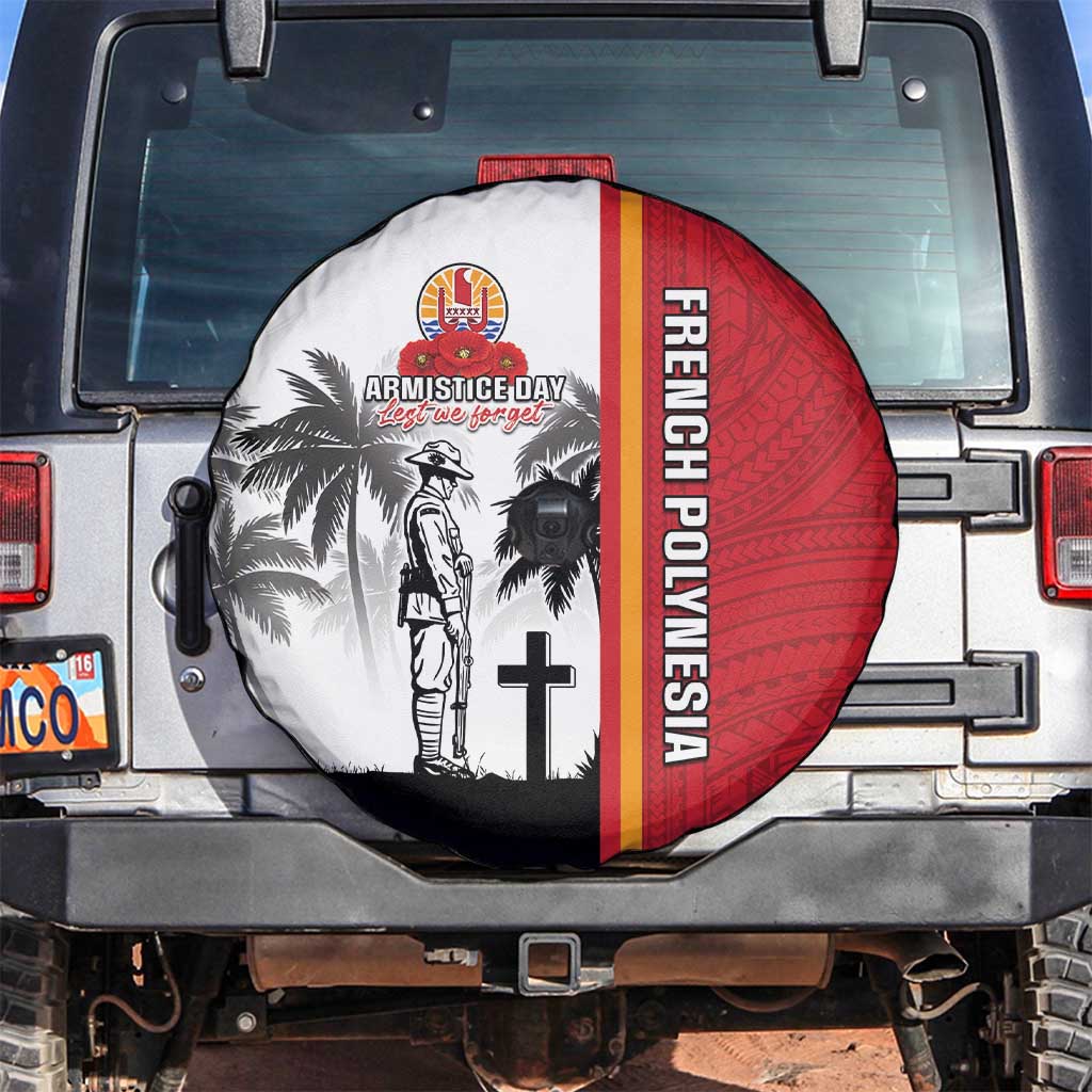 French Polynesia Armistice Day Spare Tire Cover Lest We Forget Flag Style LT05 Red - Polynesian Pride