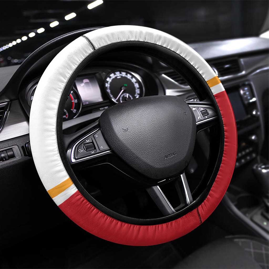 French Polynesia Armistice Day Steering Wheel Cover Lest We Forget Flag Style LT05 Universal Fit Red - Polynesian Pride