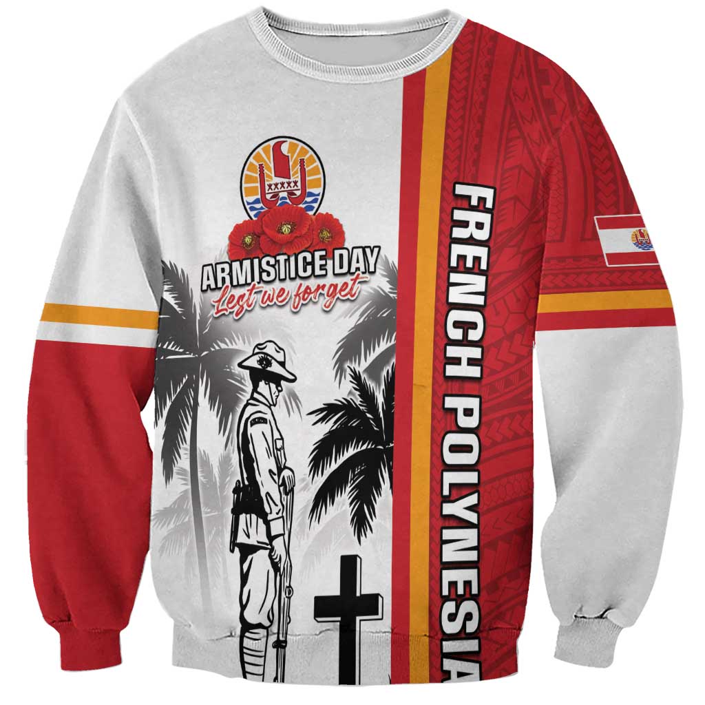 French Polynesia Armistice Day Sweatshirt Lest We Forget Flag Style LT05 Unisex Red - Polynesian Pride