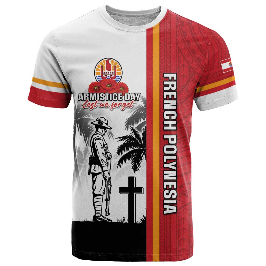 French Polynesia Armistice Day T Shirt Lest We Forget Flag Style