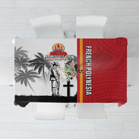 French Polynesia Armistice Day Tablecloth Lest We Forget Flag Style LT05 Red - Polynesian Pride