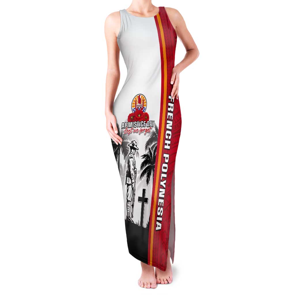 French Polynesia Armistice Day Tank Maxi Dress Lest We Forget Flag Style LT05 Women Red - Polynesian Pride