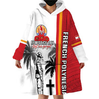 French Polynesia Armistice Day Wearable Blanket Hoodie Lest We Forget Flag Style LT05 - Polynesian Pride