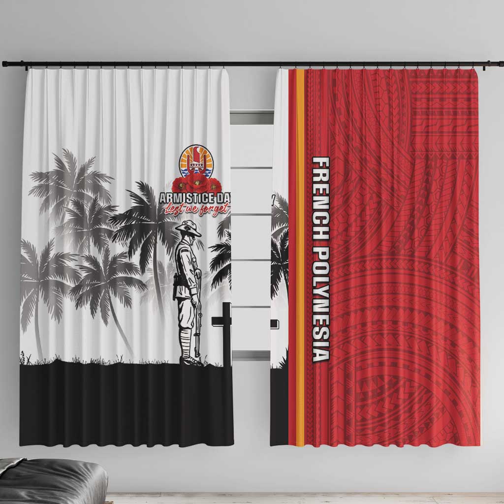 French Polynesia Armistice Day Window Curtain Lest We Forget Flag Style LT05 With Hooks Red - Polynesian Pride
