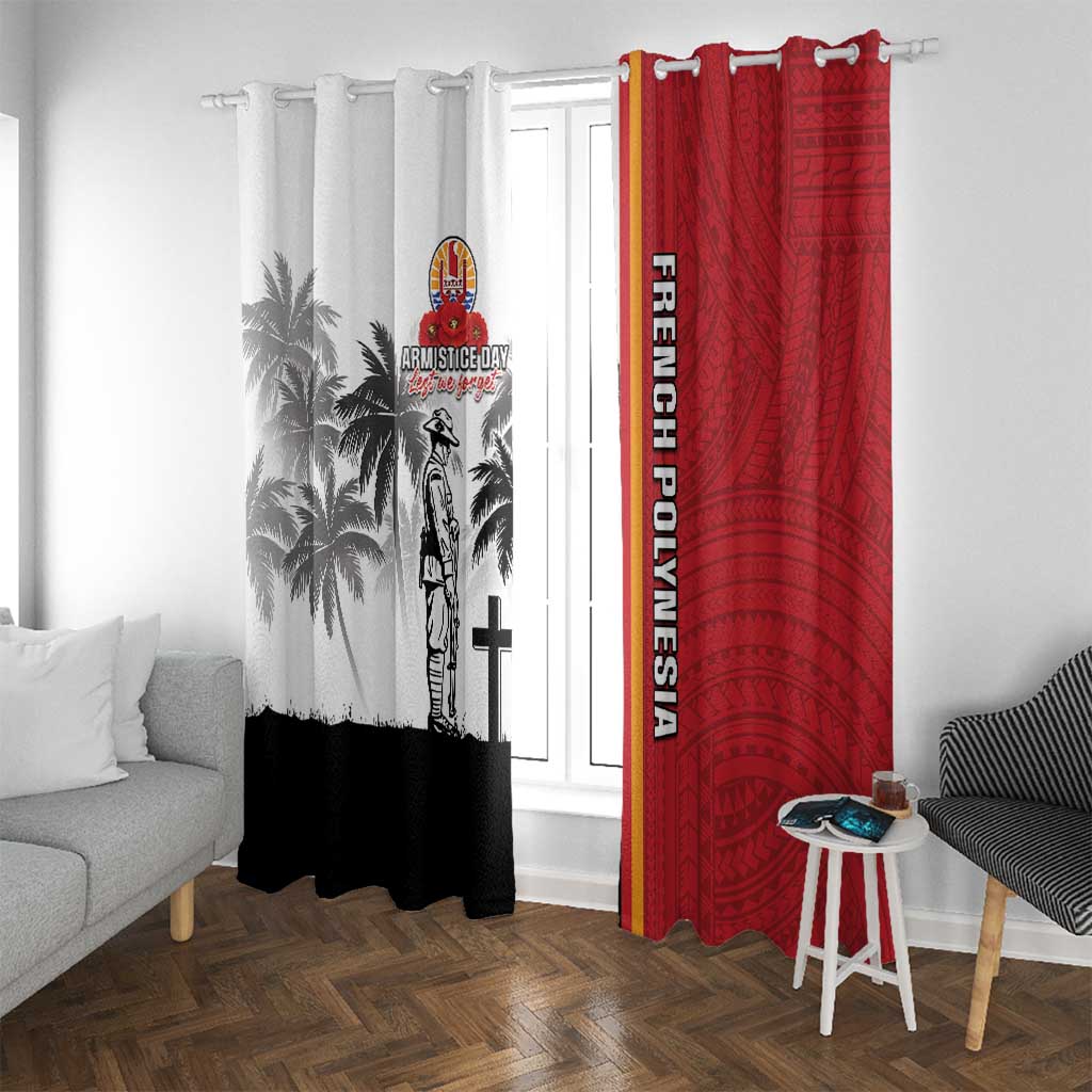 French Polynesia Armistice Day Window Curtain Lest We Forget Flag Style LT05 With Grommets Red - Polynesian Pride
