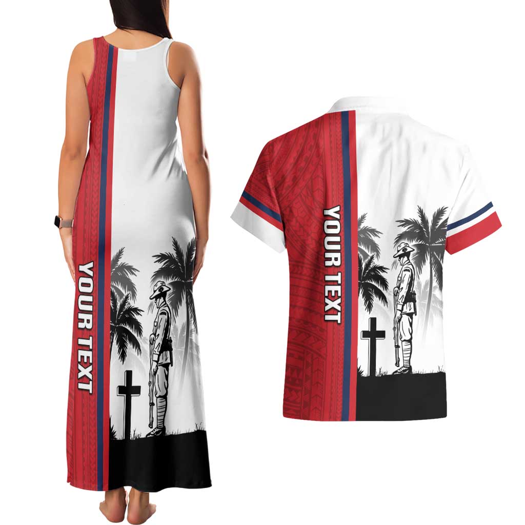 Wallis and Futuna Armistice Day Couples Matching Tank Maxi Dress and Hawaiian Shirt Lest We Forget Flag Style