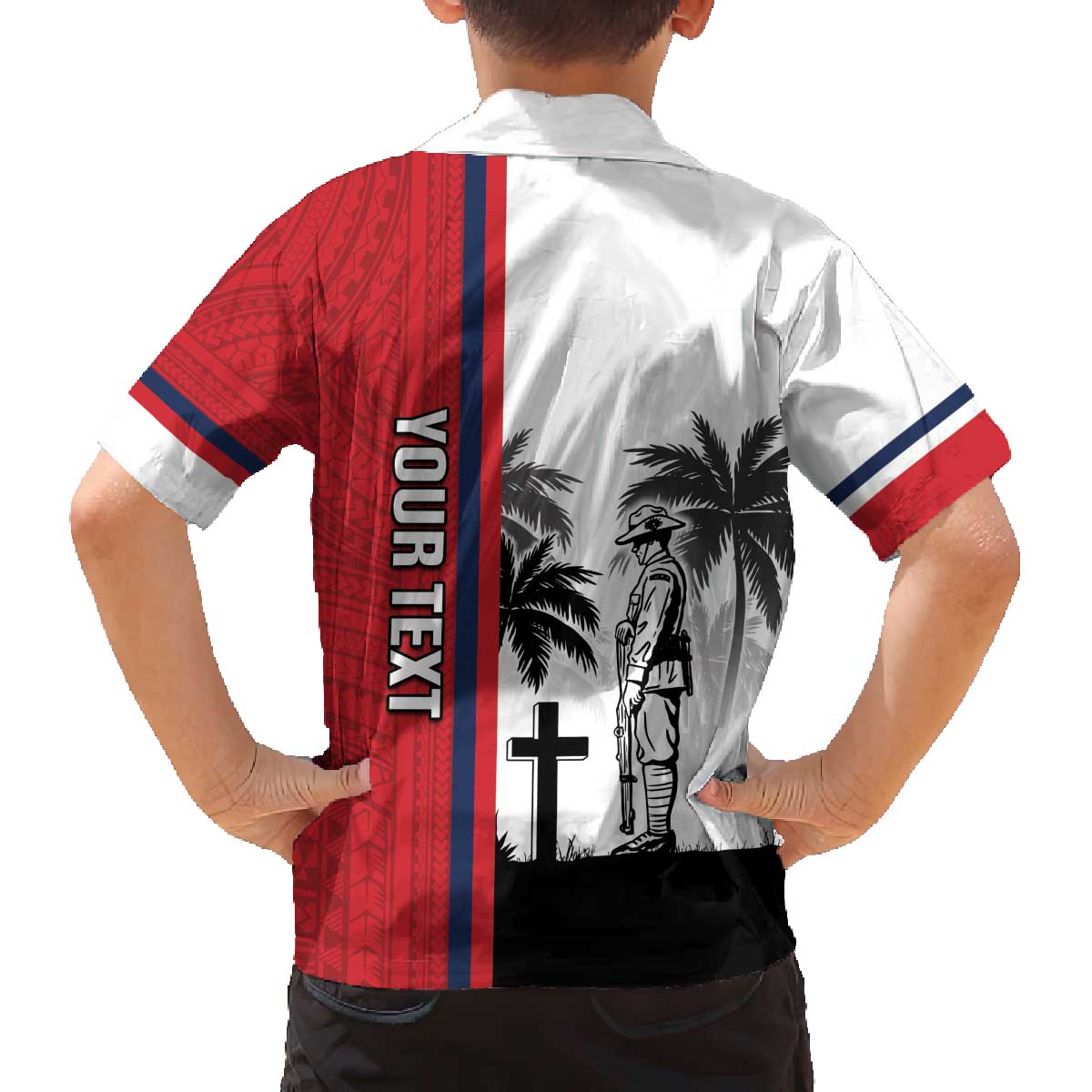 Wallis and Futuna Armistice Day Family Matching Off Shoulder Short Dress and Hawaiian Shirt Lest We Forget Flag Style