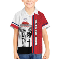 Wallis and Futuna Armistice Day Family Matching Summer Maxi Dress and Hawaiian Shirt Lest We Forget Flag Style