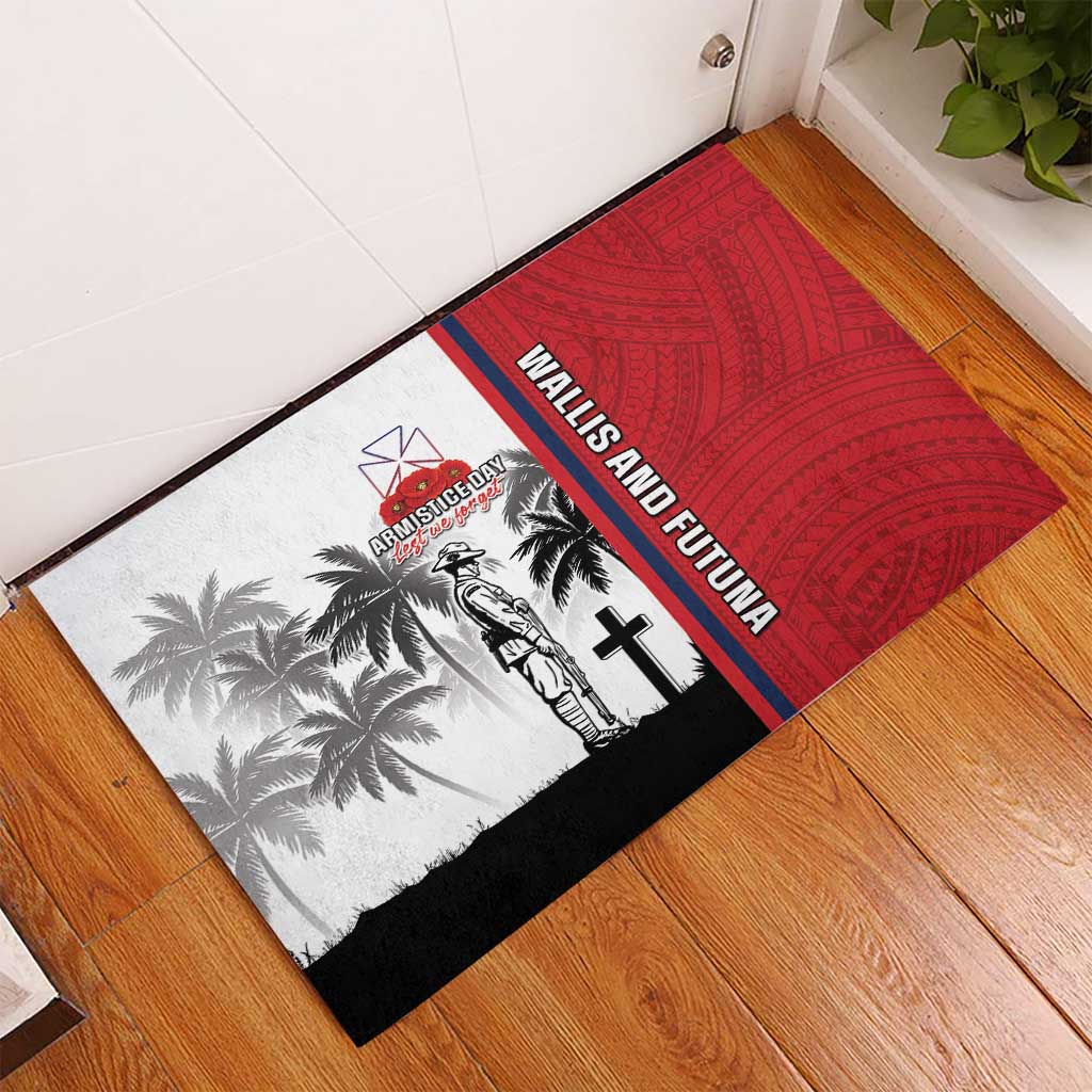 Wallis and Futuna Armistice Day Rubber Doormat Lest We Forget Flag Style