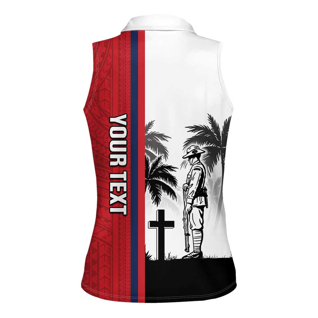 Wallis and Futuna Armistice Day Women Sleeveless Polo Shirt Lest We Forget Flag Style