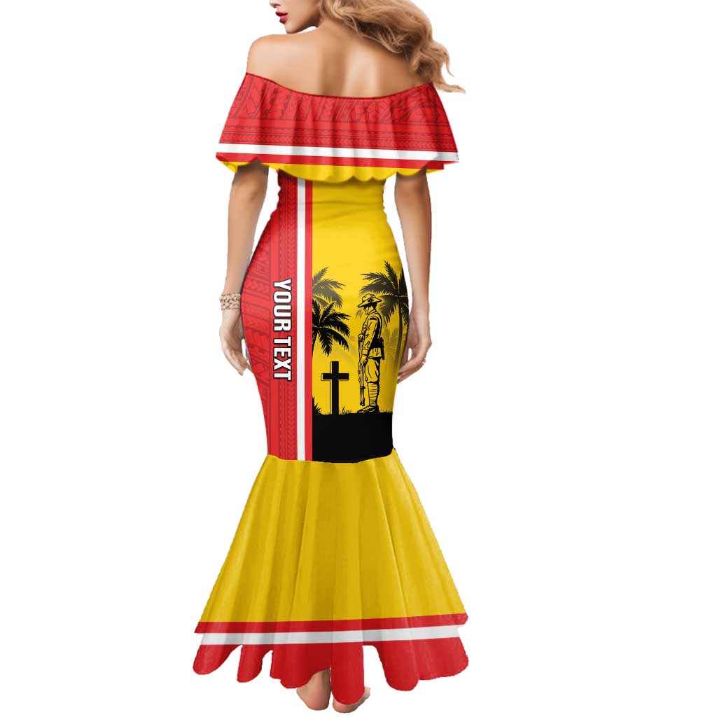 Marquesas Islands Armistice Day Family Matching Mermaid Dress and Hawaiian Shirt Lest We Forget Flag Style