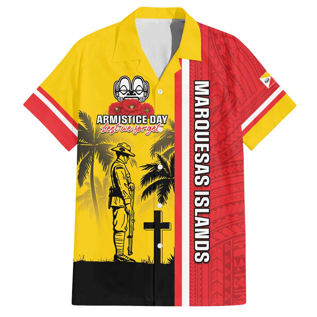 Marquesas Islands Armistice Day Family Matching Puletasi and Hawaiian Shirt Lest We Forget Flag Style