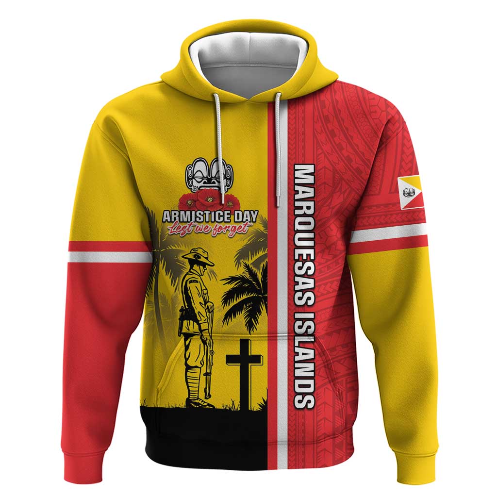 Marquesas Islands Armistice Day Hoodie Lest We Forget Flag Style