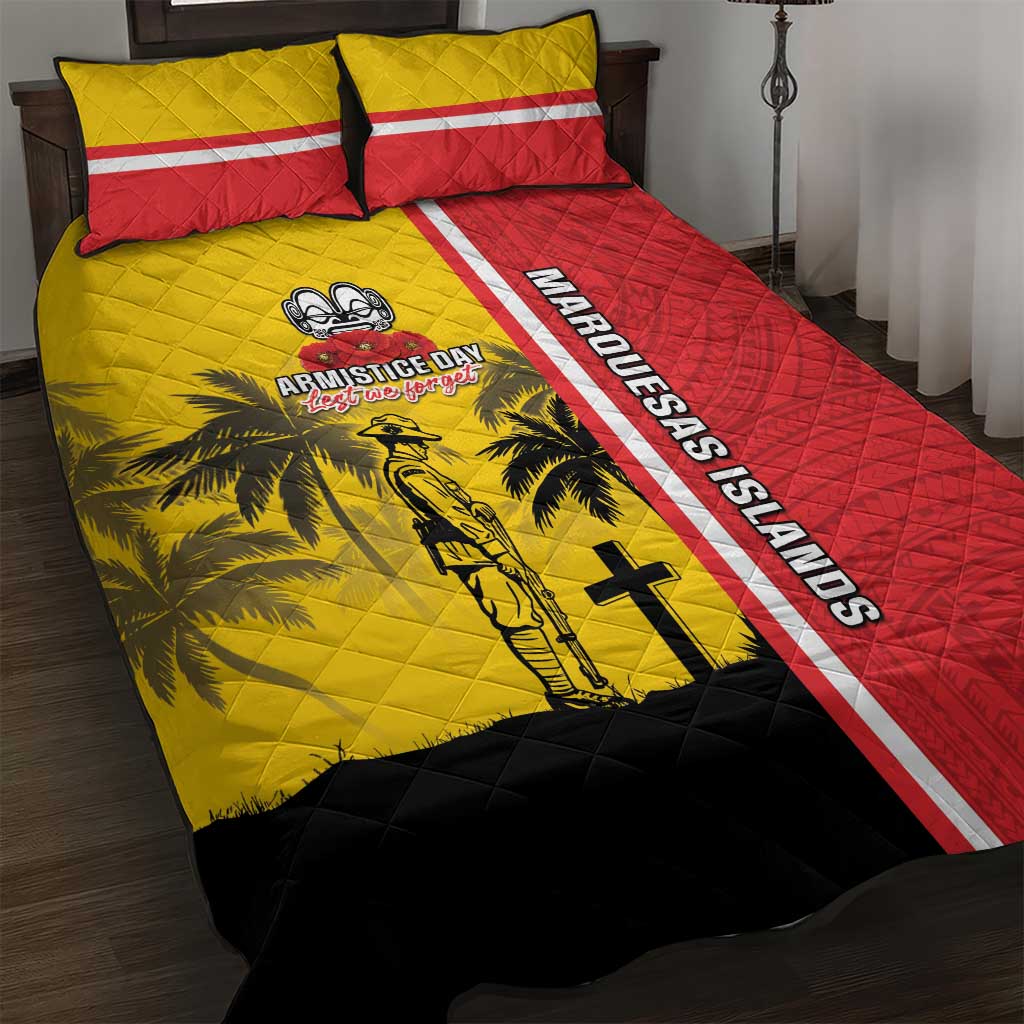 Marquesas Islands Armistice Day Quilt Bed Set Lest We Forget Flag Style